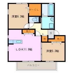 河原田駅 徒歩15分 2階の物件間取画像